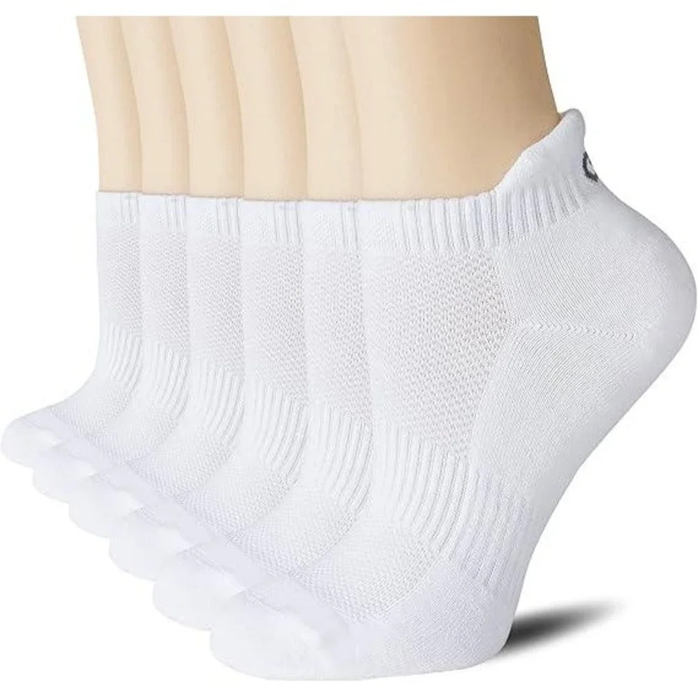 Set of 6 Pairs CS CELERSPORT M White Ankle Athletic Running Sports Tab Socks Lo